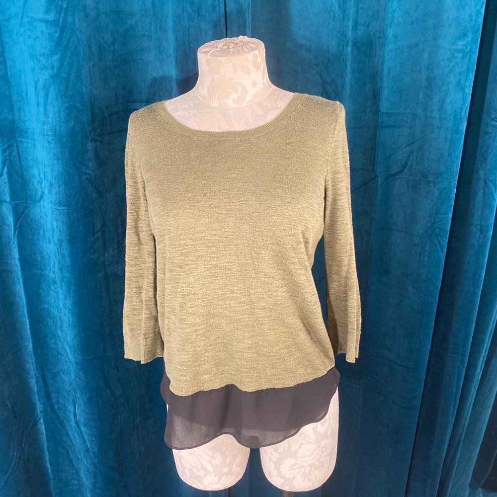 Express Chiffon Hem 3/4 Sleeve Sweater Shirt Top